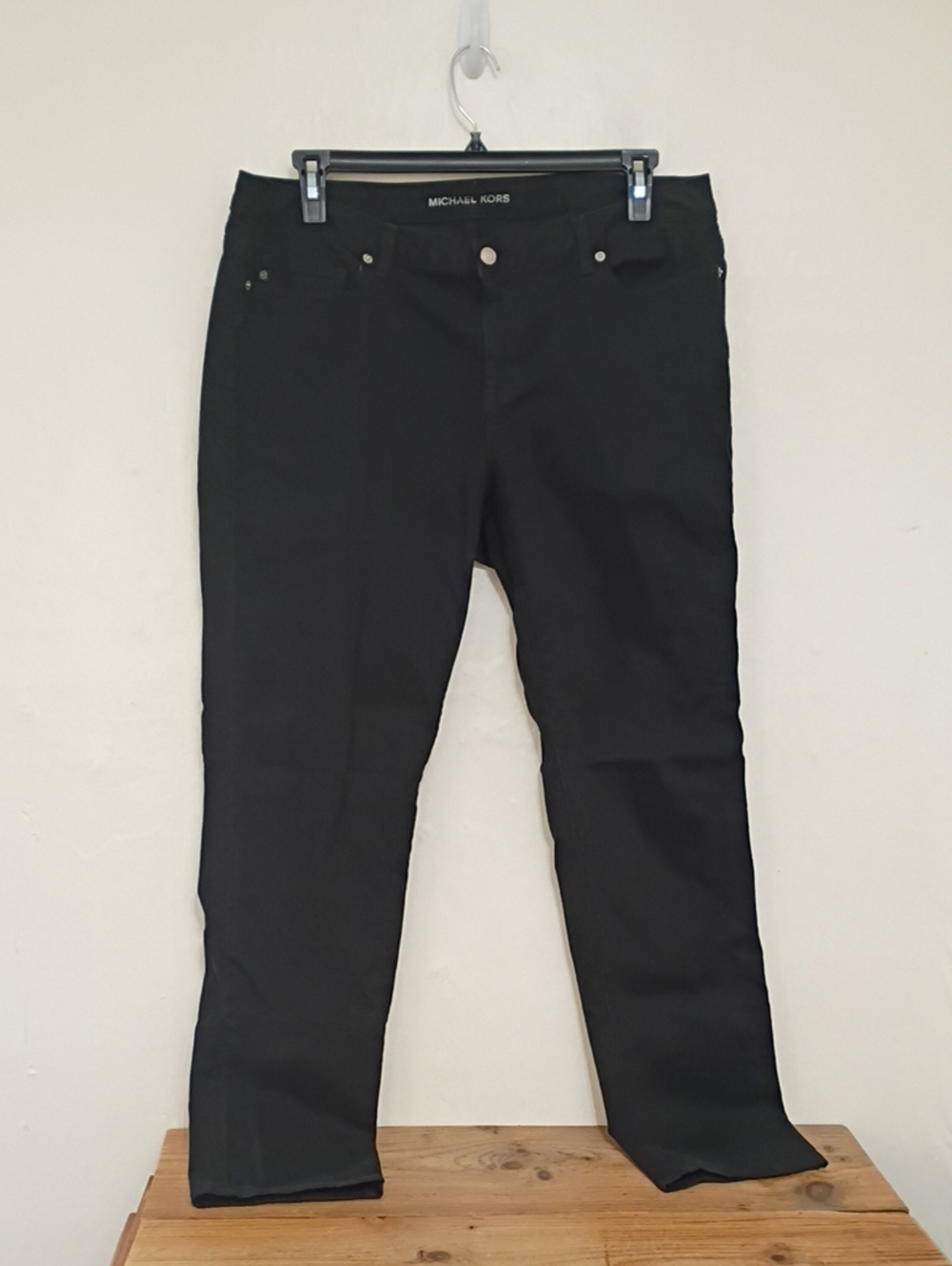 Michael Kors Black Stretch Denim Straight Leg High Rise Jeans Size 16W